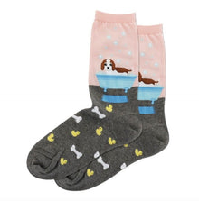 Doggie Bath Time with Duckies - Women's Socks