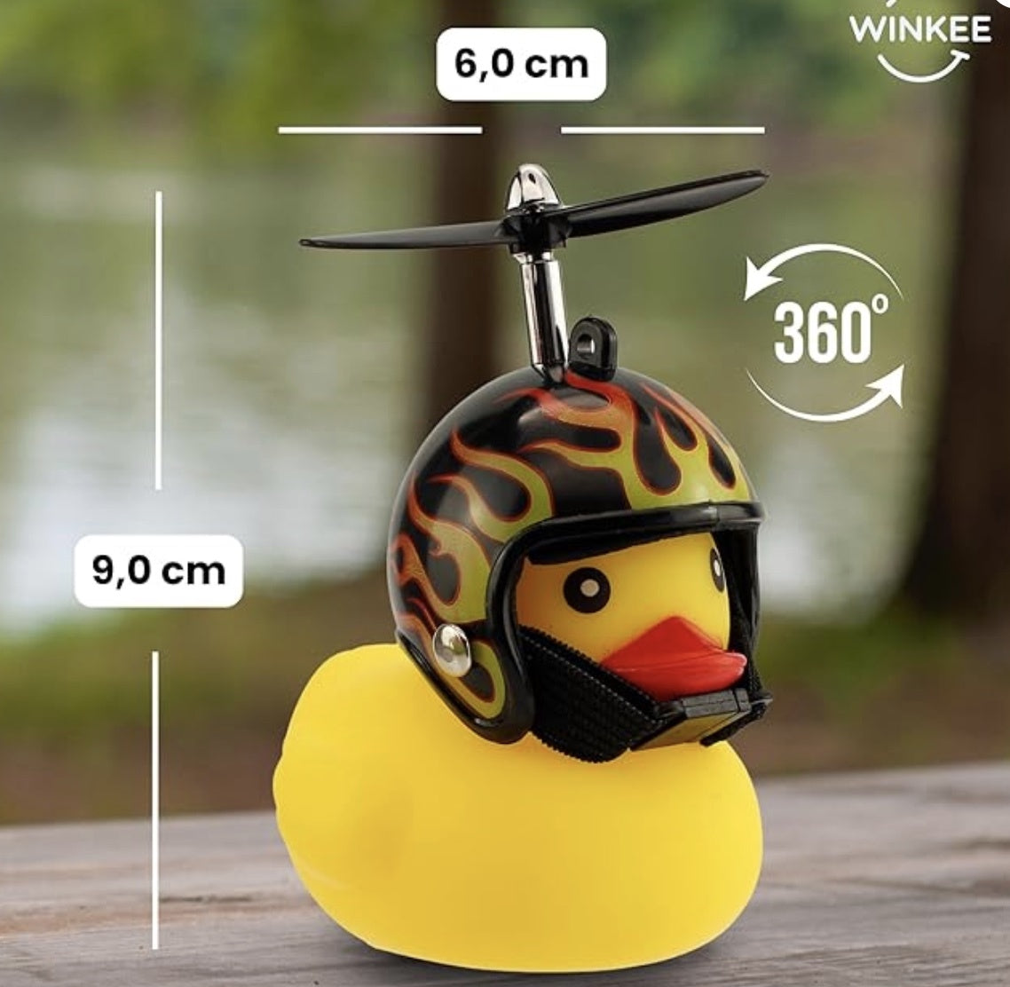 Bike Duck with Flames Helmet