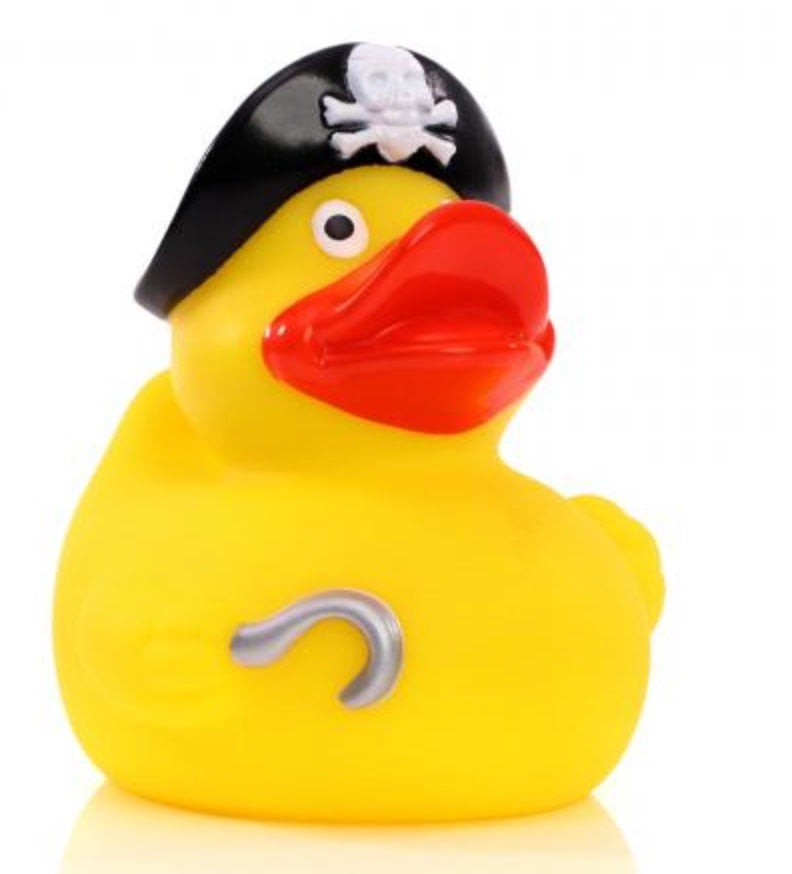 Pirate Rubber Duck with Hook & Skull Hat