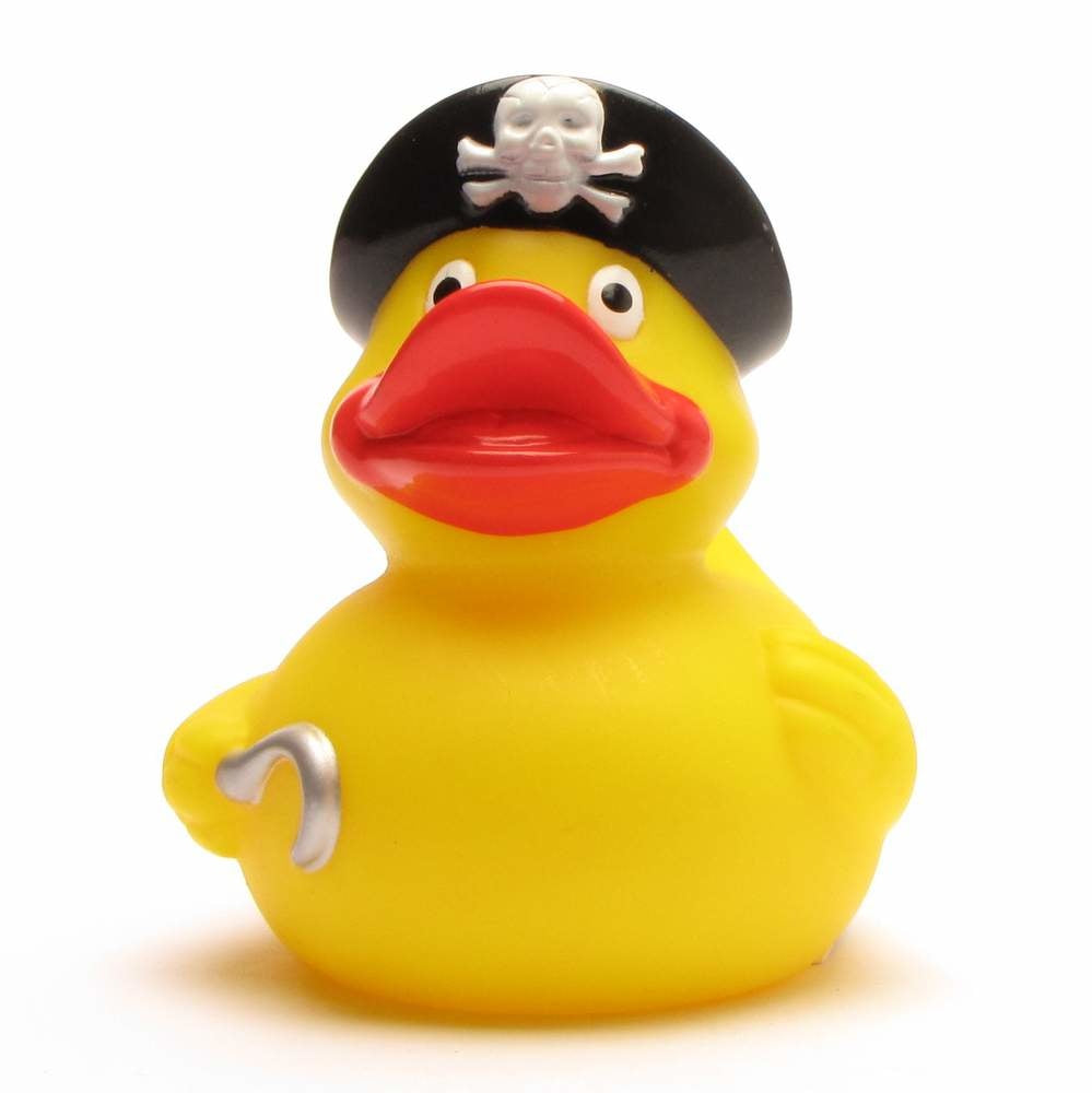 Pirate Rubber Duck with Hook & Skull Hat