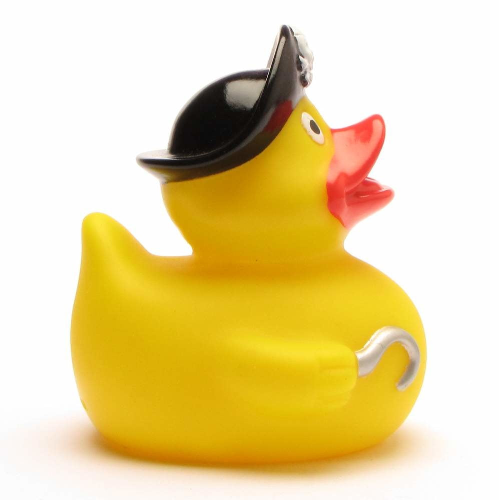 Pirate Rubber Duck with Hook & Skull Hat