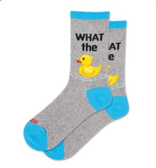 Women's Socks -  Grey with Yellow Duck